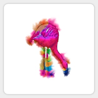 Neck To The Ground Abstract Flamingo Sticker